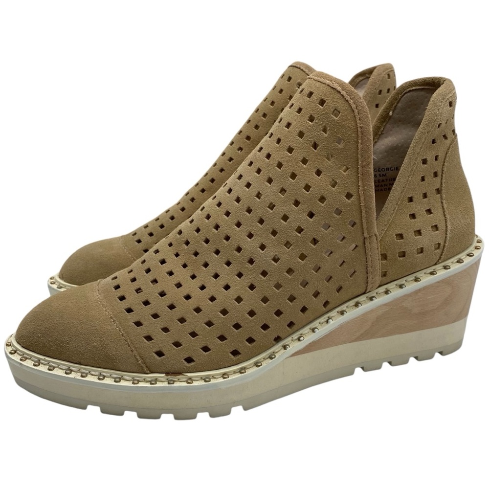 Cecilia New York Womens Shoes Georgie Booties Sz 6.5 Brown Suede Leather Wedge